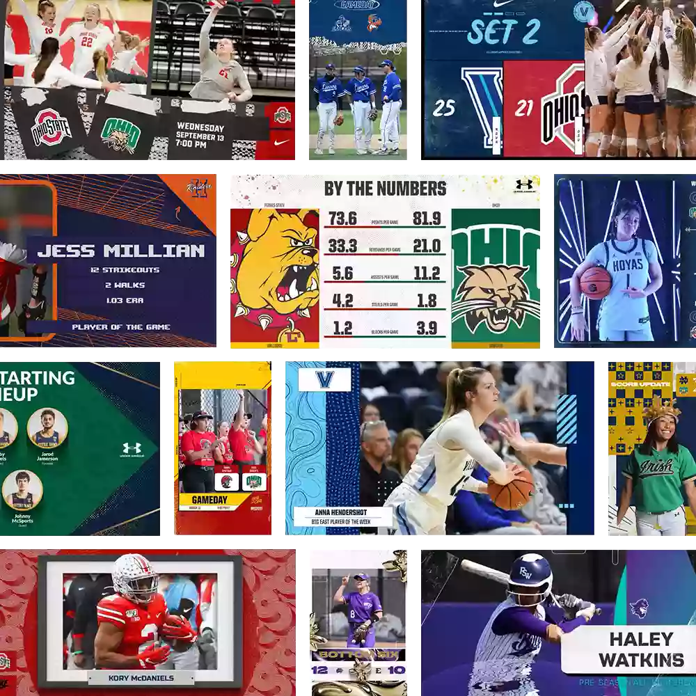 Collage of various graphics created with Box Out with a fade out vignette